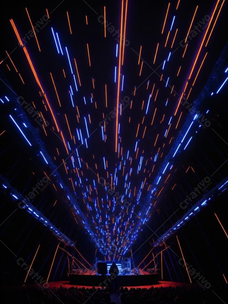 Show de Luzes Azul e Laranja em Palco