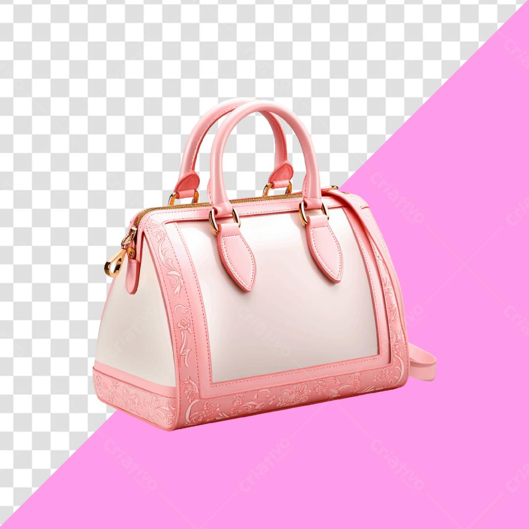Icone Bolsa Rosa e Branca PNG com fundo transparente