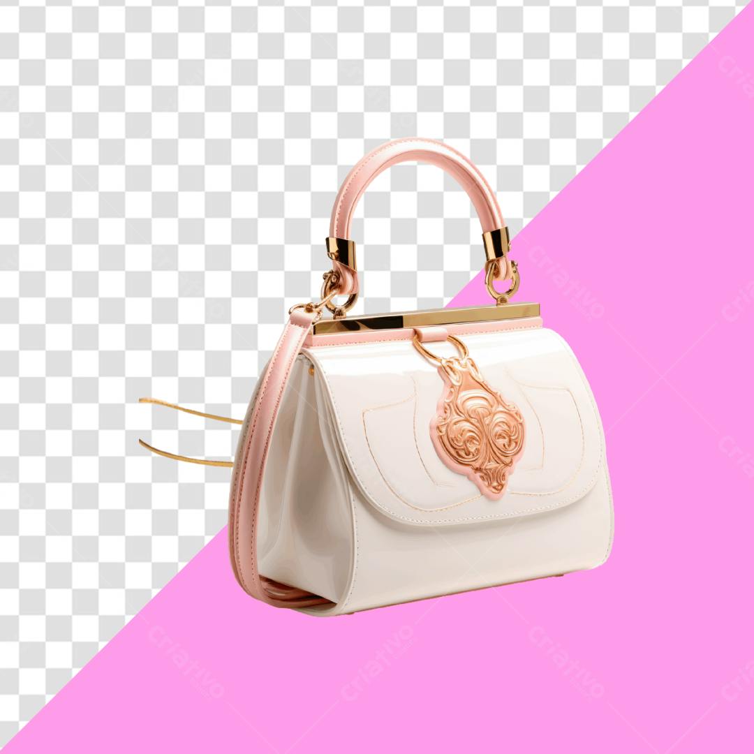 Icone Bolsa de Luxo Rosa e Branca PNG com fundo transparente