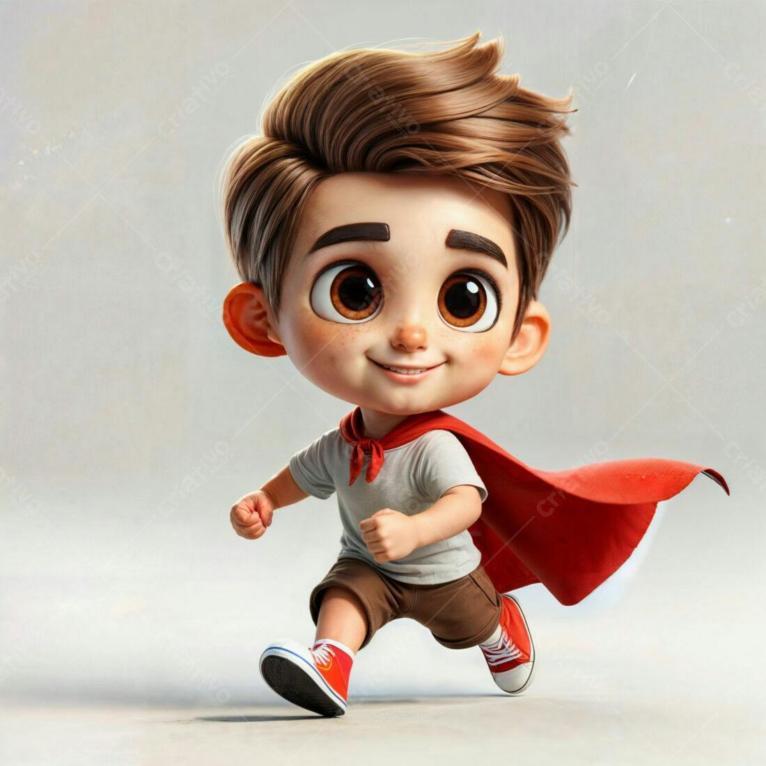 Menino super-herói correndo ilustração 3D