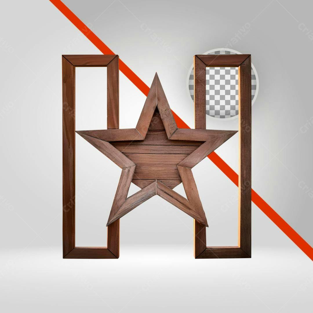 Moldura PNG com fundo transparente Estrela de madeira