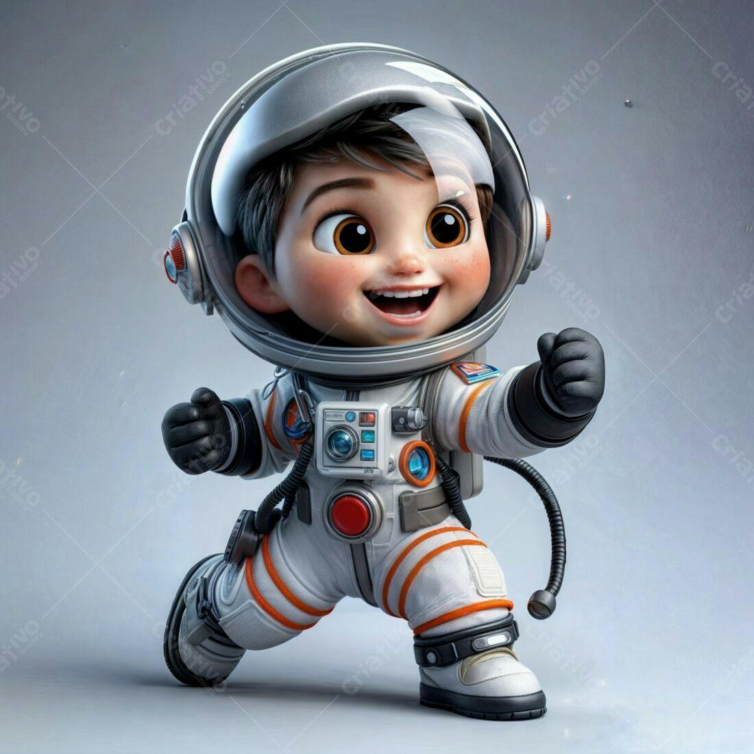 Bebê Astronauta Feliz em Traje Espacial