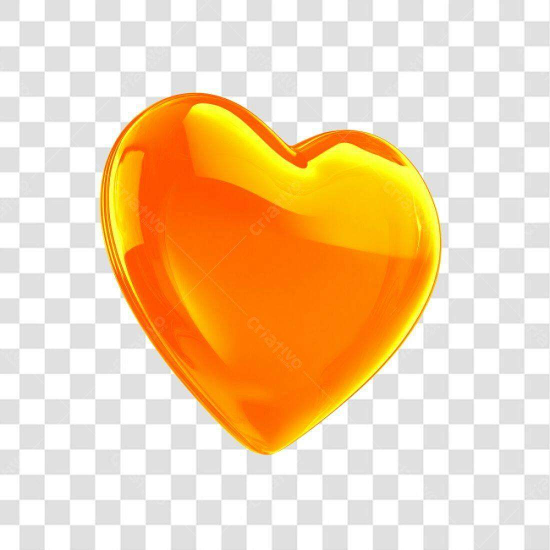 Icone Coração Amarelo PNG com fundo transparente