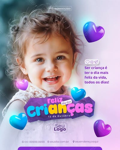 Feliz Dia Das Crianças 12 De Outubro Social Media
