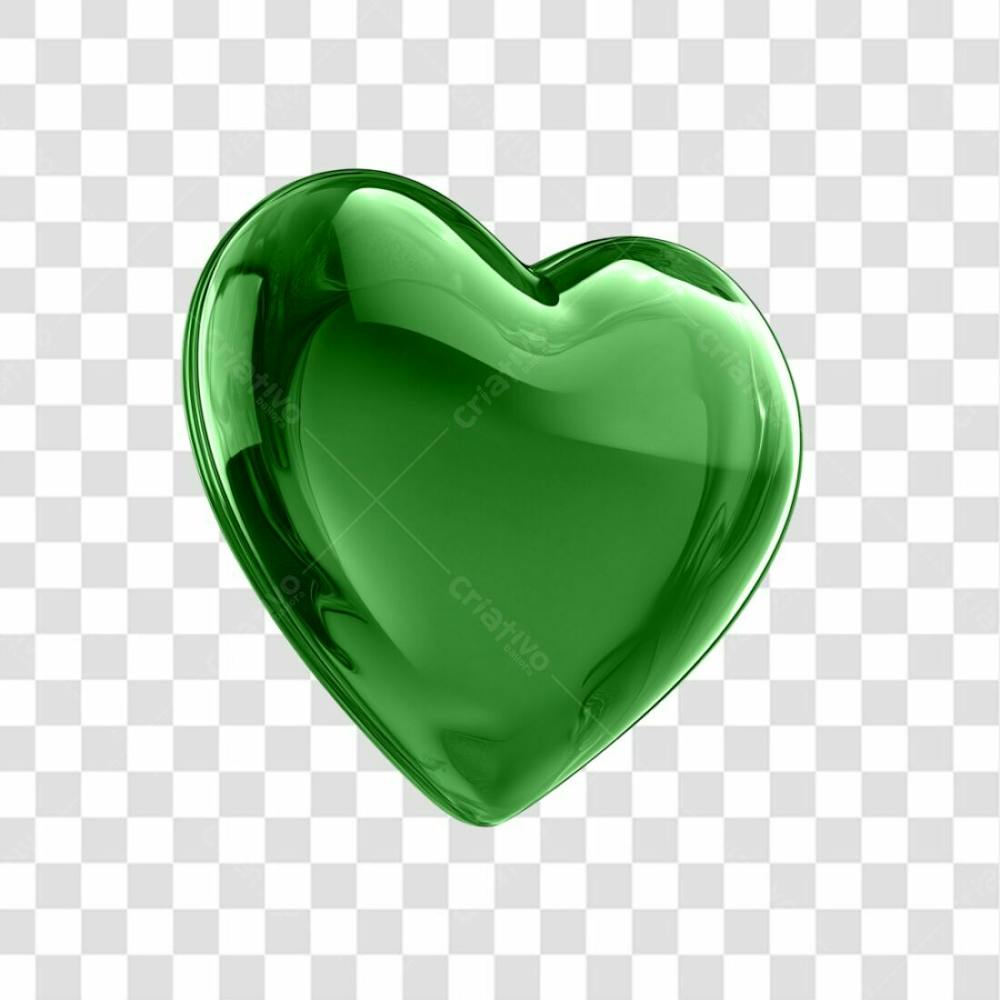 Coração Efeito De Vidro Verde Em Forma De 3D