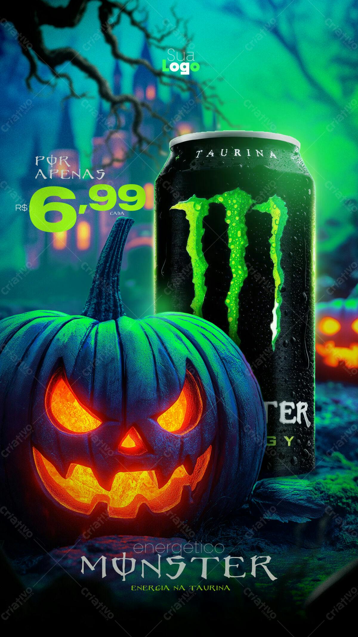 Flyer Halloween Monster Energy PSD Editável
