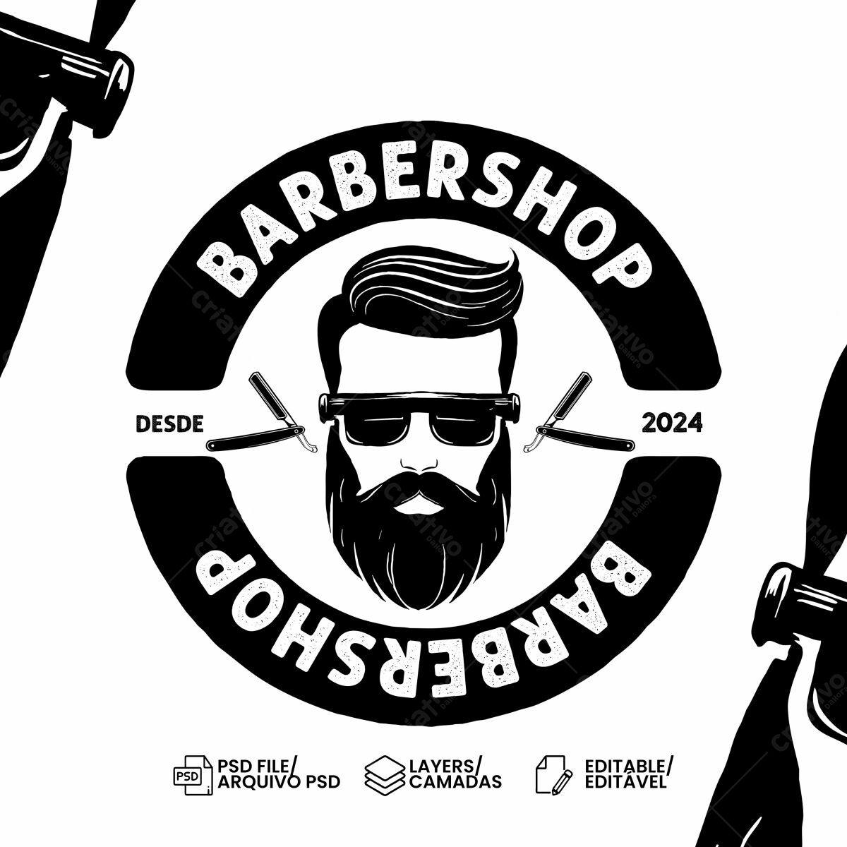 Logo Barber Shop PSD Editável