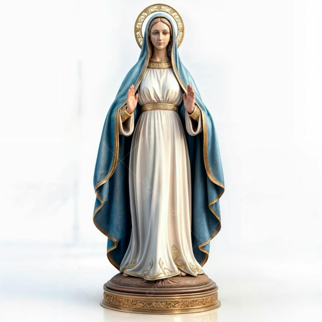 Estátua Virgem Maria Azul e Branco