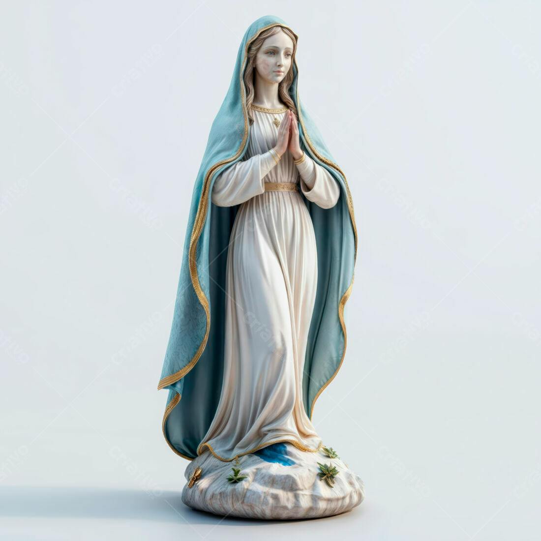 Estátua Nossa Senhora em oração tons pastéis