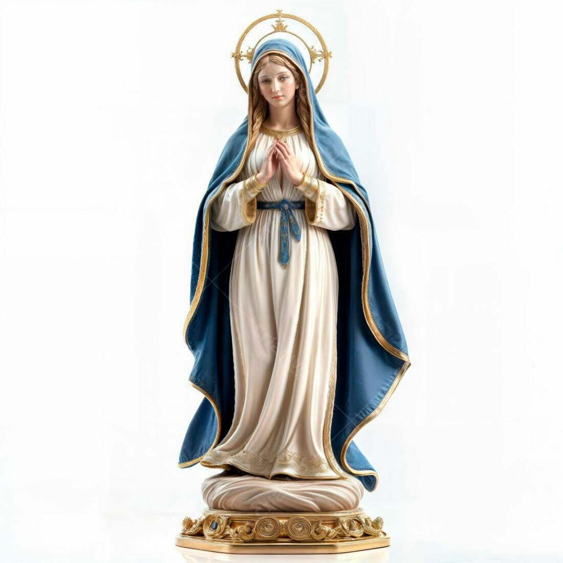 Estátua de Nossa Senhora em branco e azul