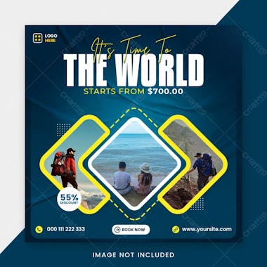 The World Travel Agency Social Media Instagram Post Banner Template Design