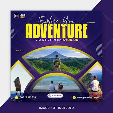 Travel Holiday Tour Social Media Instagram Post Banner Template