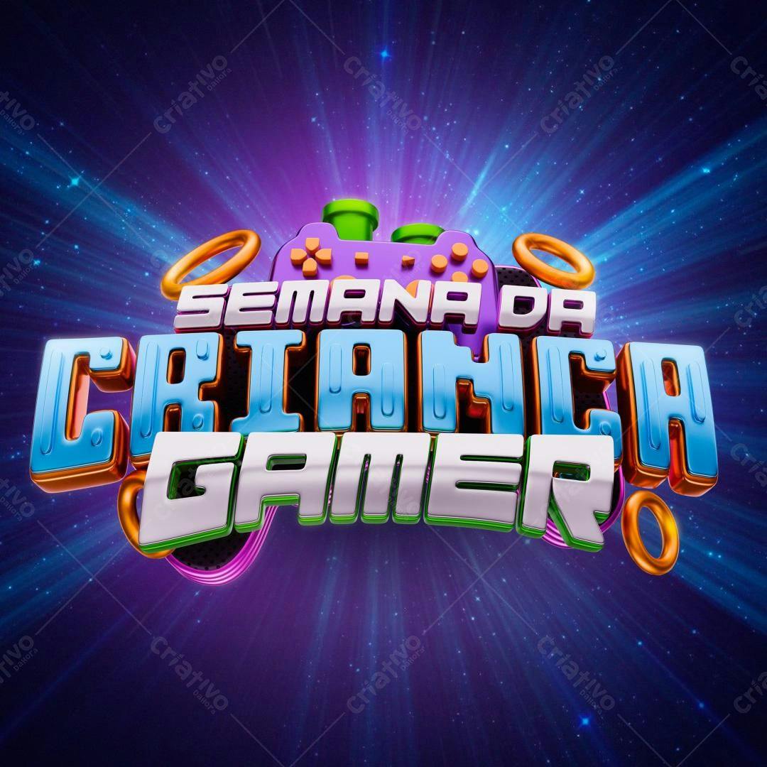Selo 3D evento gamer multicolorido 3D