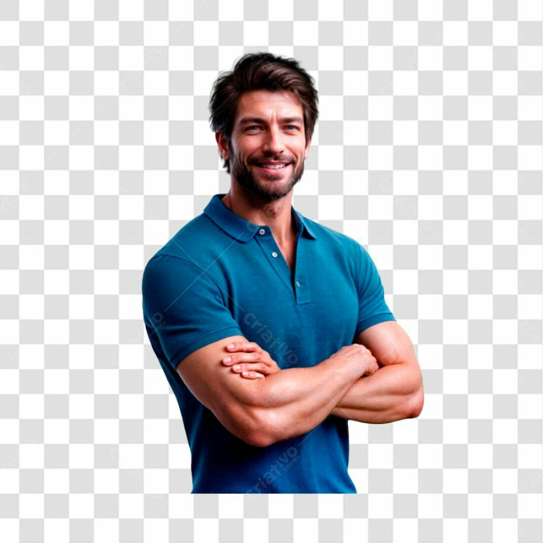 Icone Homem Sorrindo Azul PNG com fundo transparente