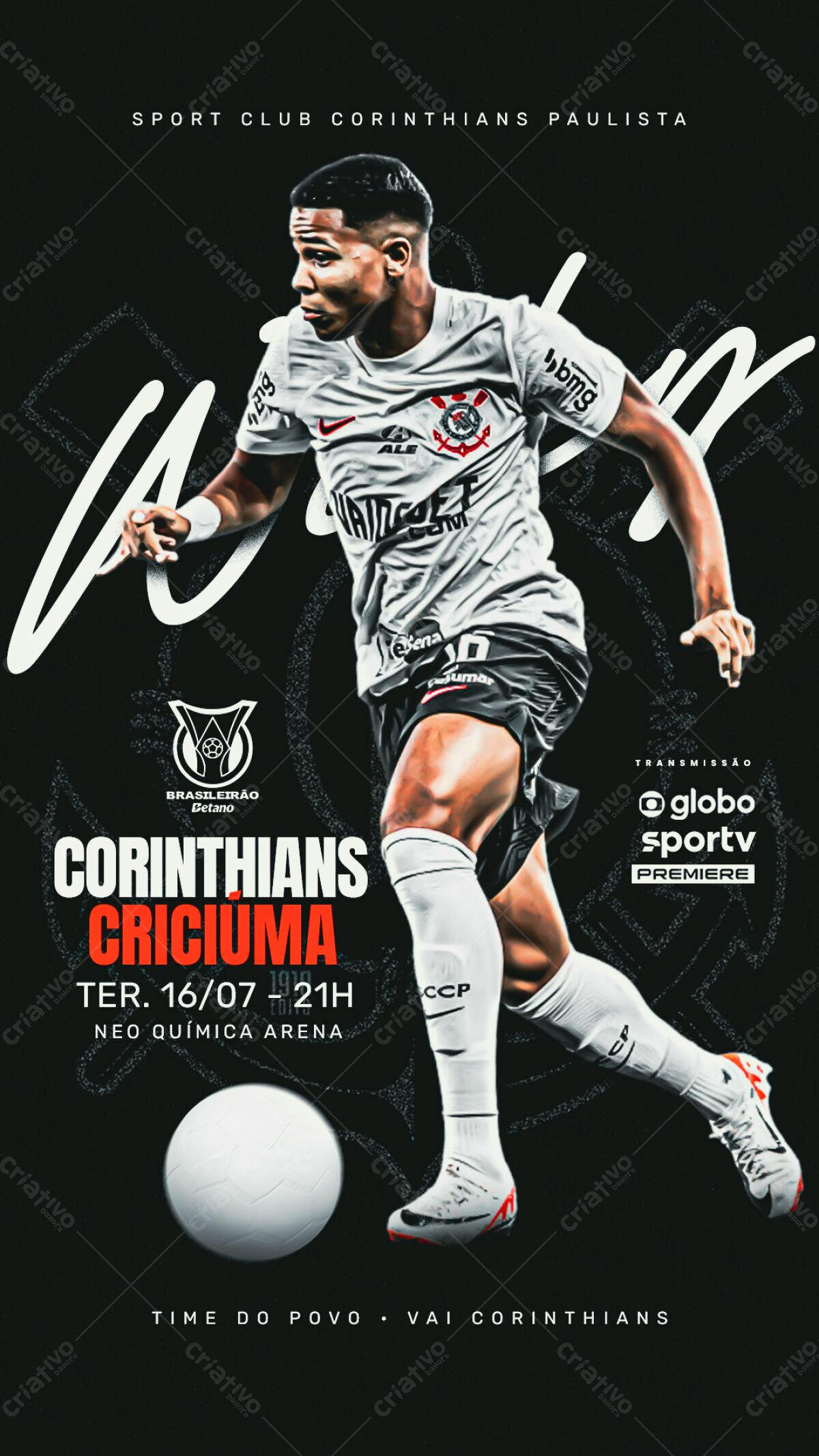 Flyer Corinthians x Criciúma PSD Editável