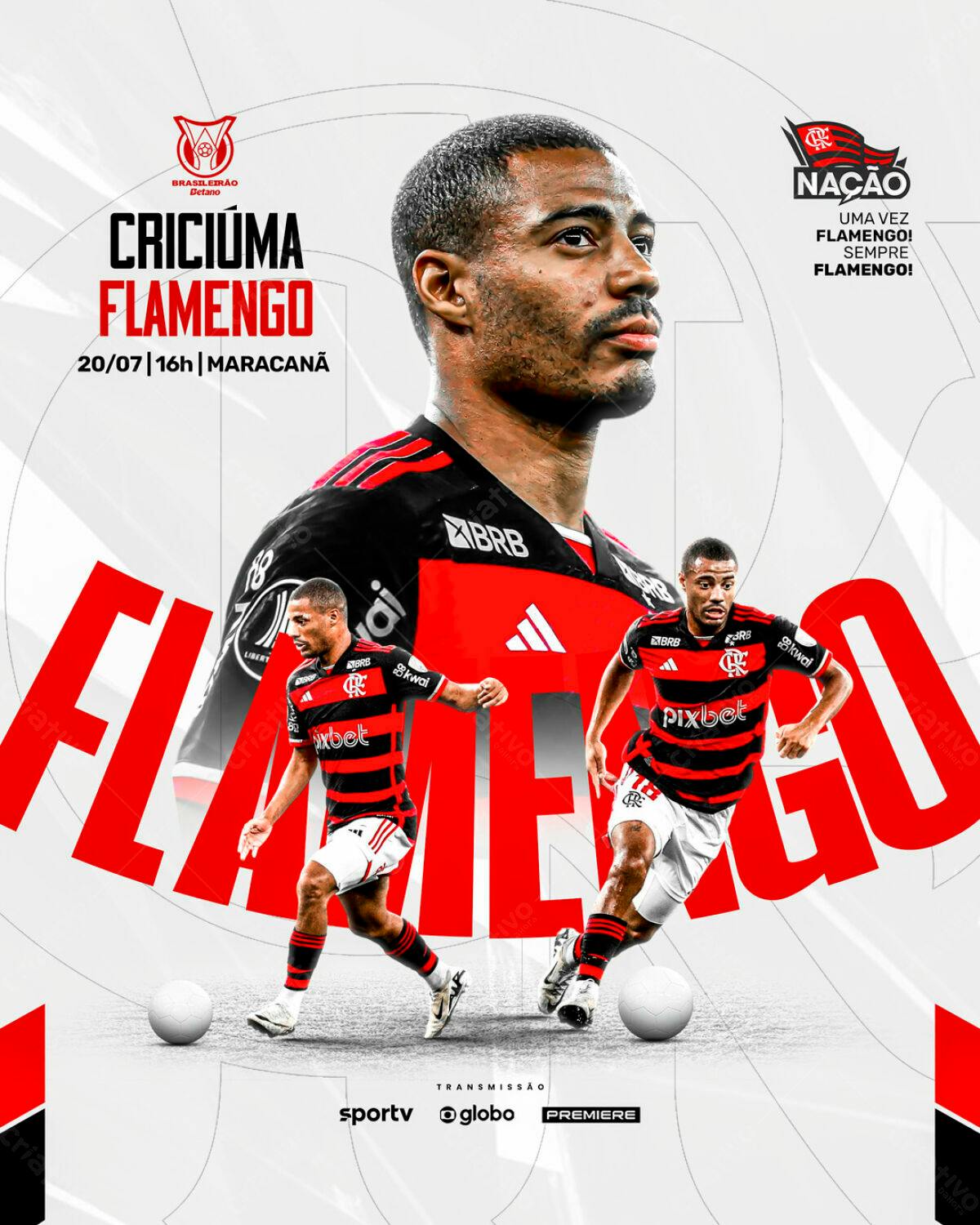 Flyer Flamengo x Criciúma PSD Editável