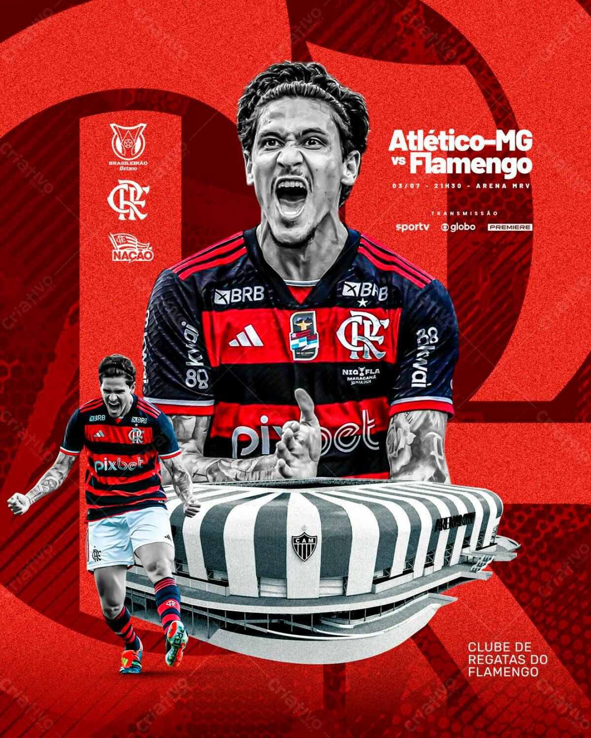 Flyer Atlético-MG x Flamengo PSD Editável