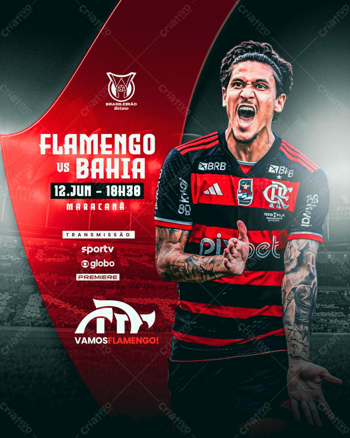 Flyer Flamengo x Bahia PSD Editável