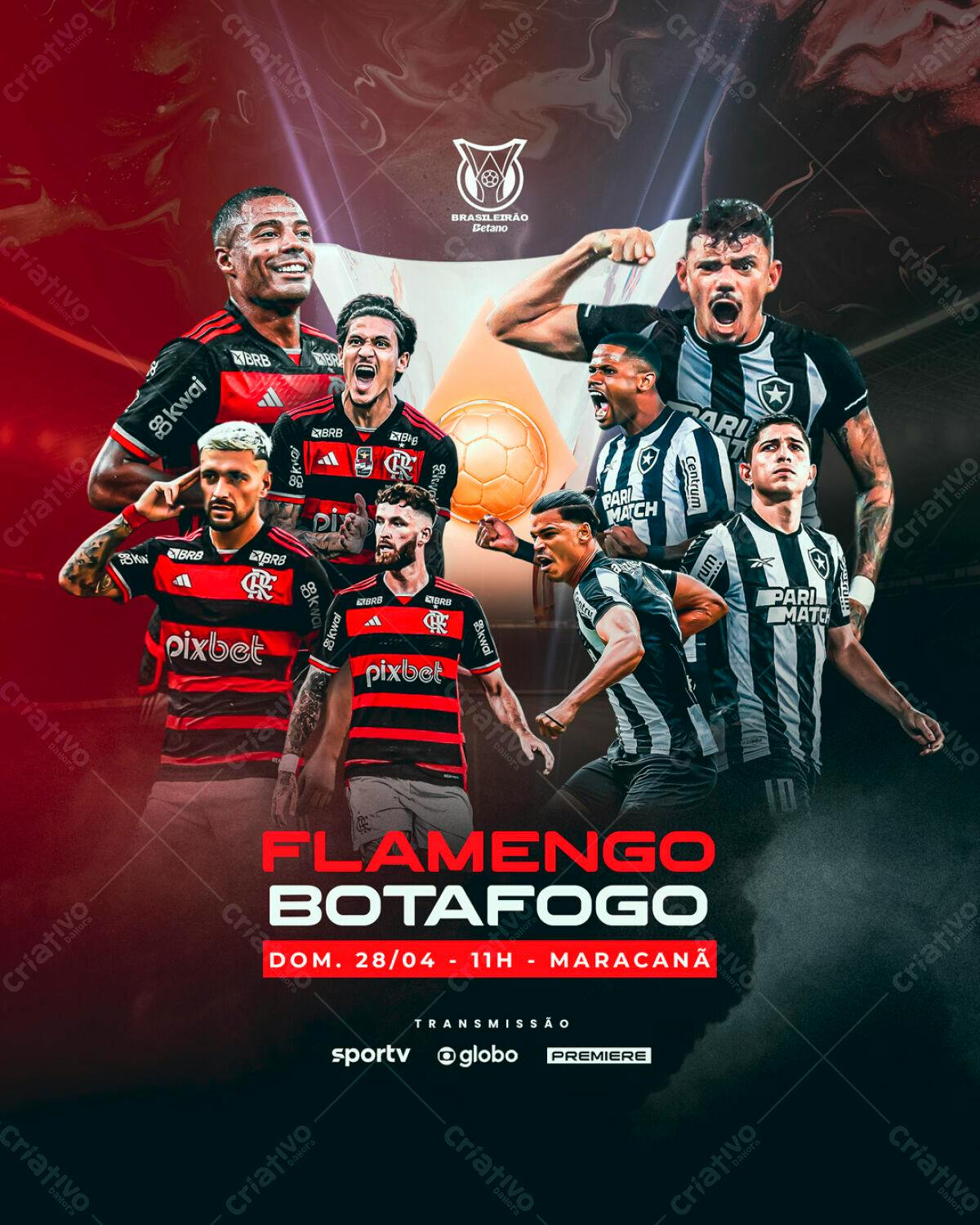 Flyer Flamengo x Botafogo PSD Editável