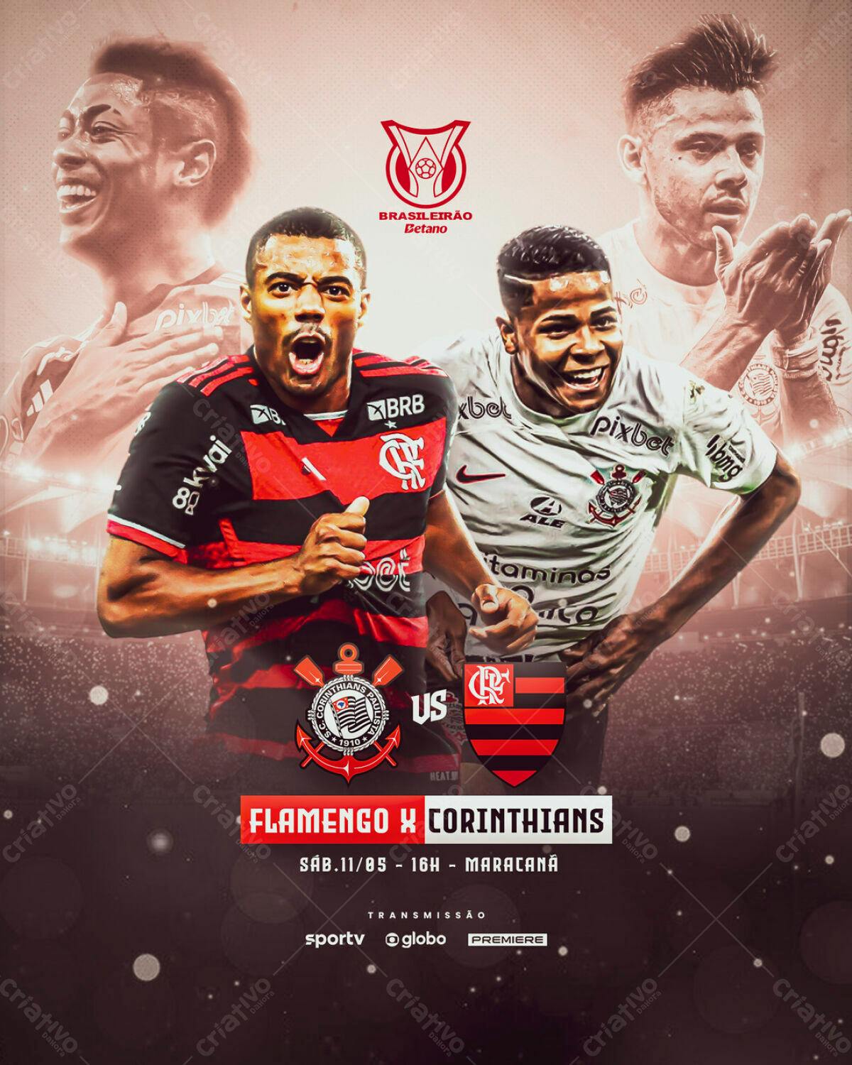 Flyer Flamengo x Corinthians PSD Editável