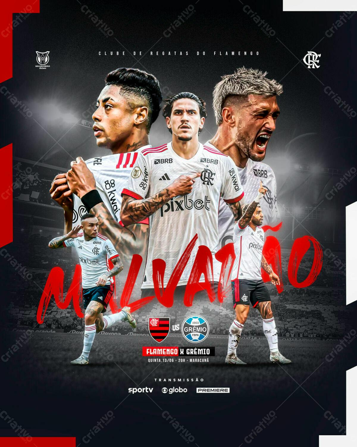 Flyer Flamengo x Grêmio PSD Editável