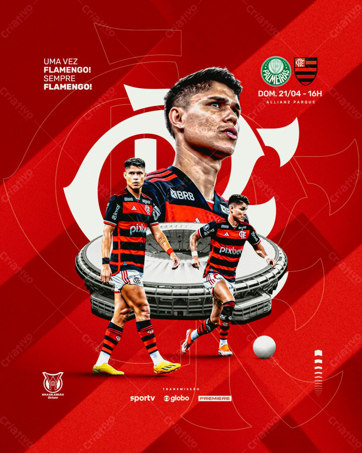 Flyer Flamengo x Palmeiras PSD Editável