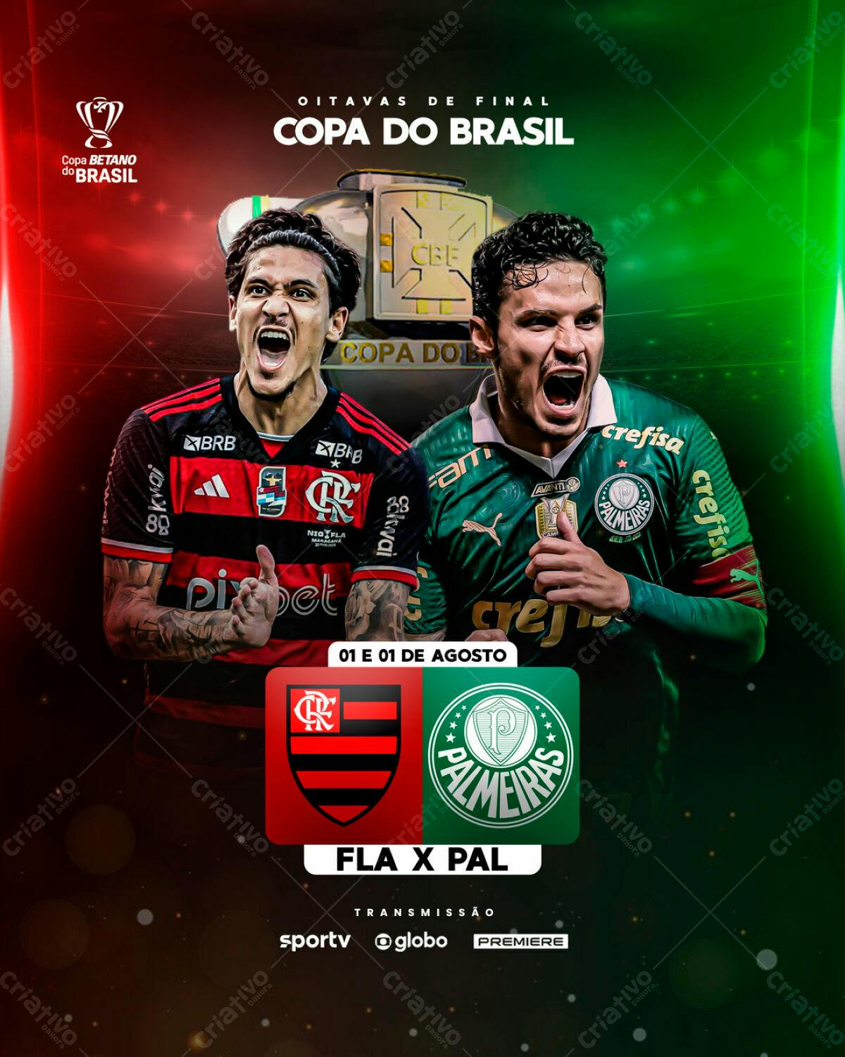 Flyer Flamengo x Palmeiras Copa do Brasil PSD Editável