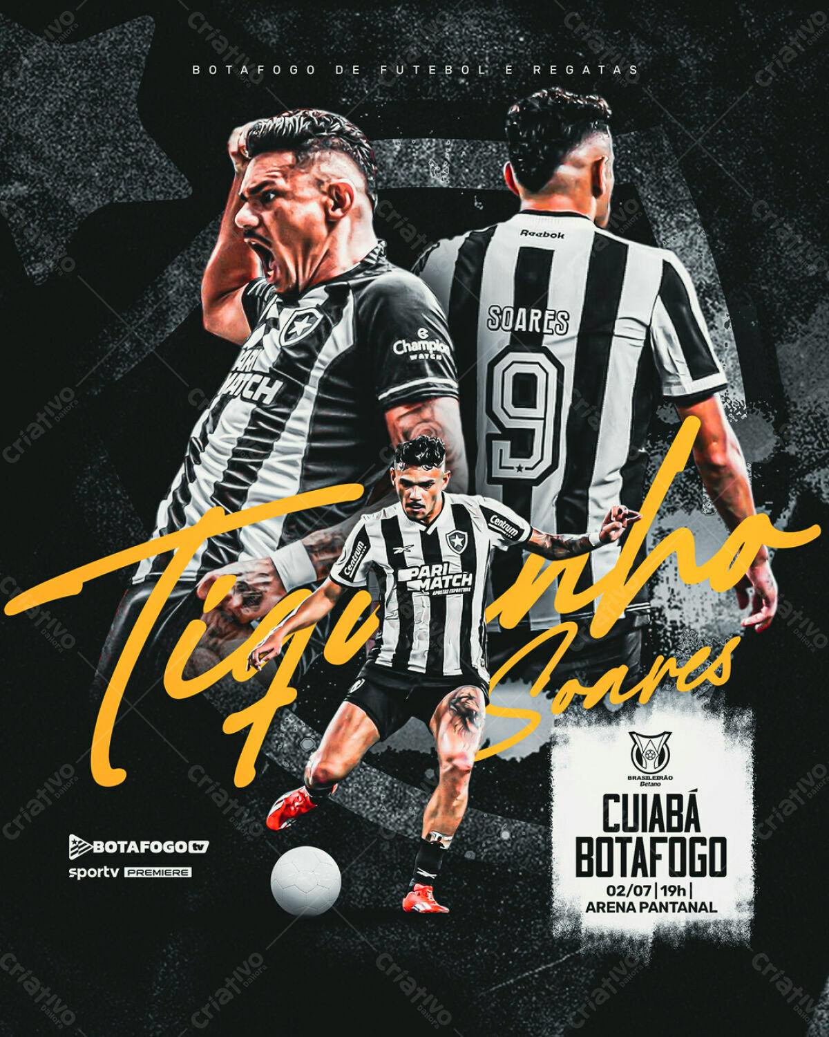 Flyer Jogo de Futebol Botafogo x Cuiabá PSD Editável