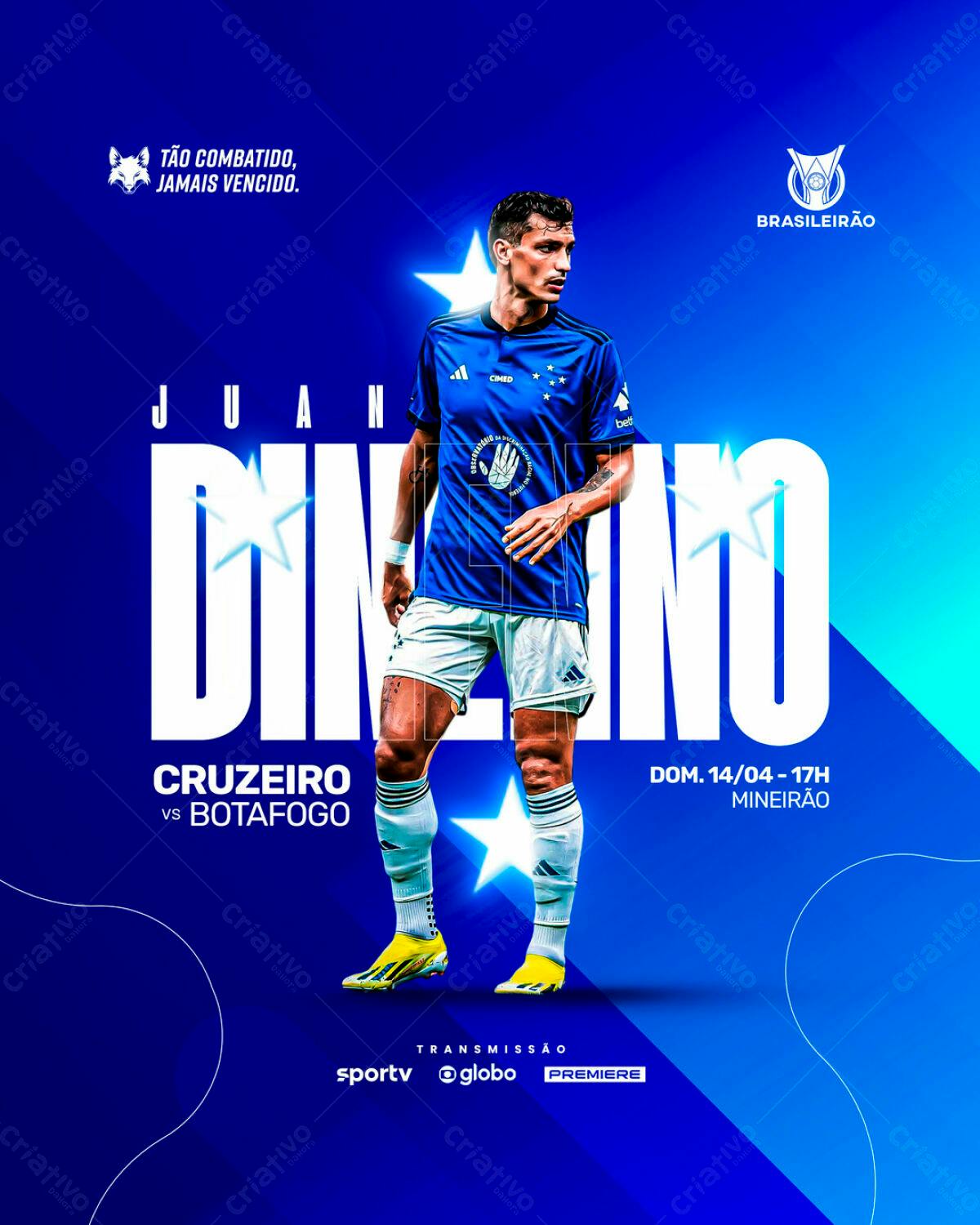 Flyer Futebolístico para Jogo Cruzeiro x Botafogo PSD Editável