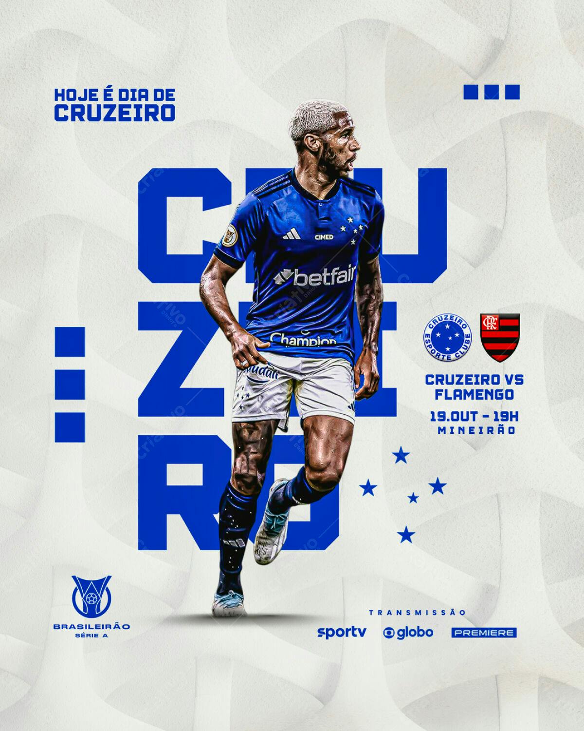 Post para Jogo Cruzeiro x Flamengo PSD Editável