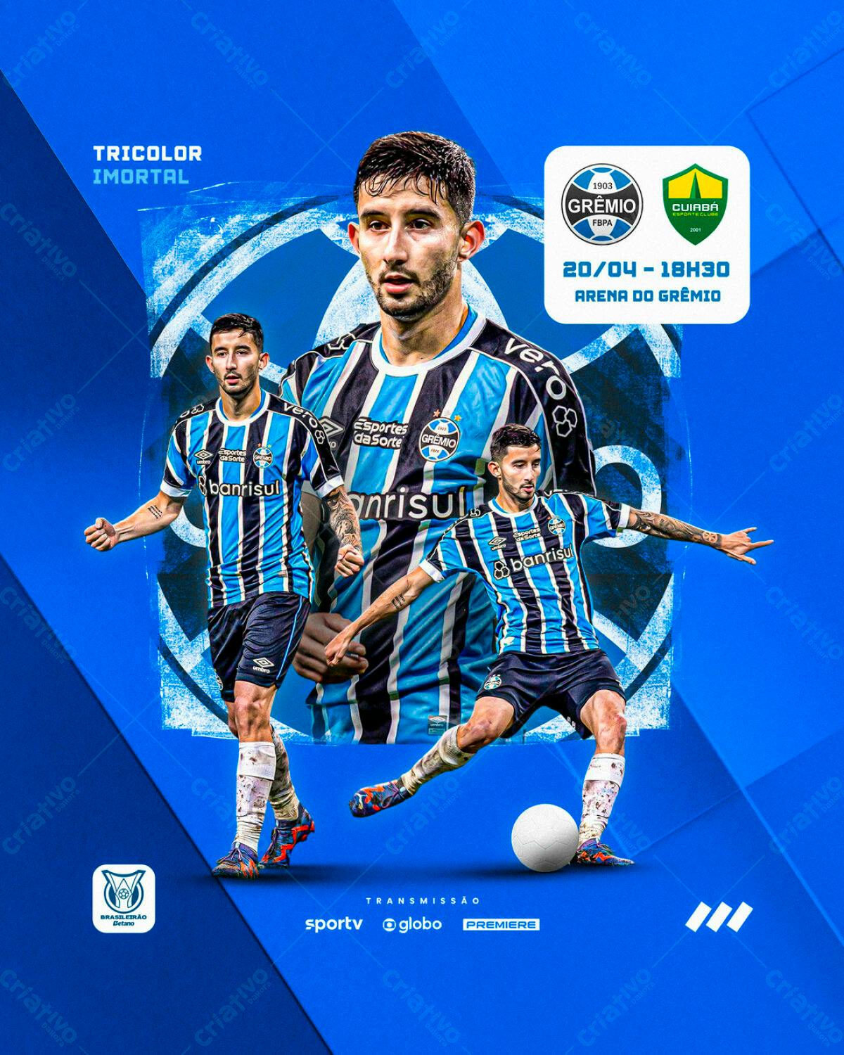 Flyer Grêmio x Cuiabá PSD Editável