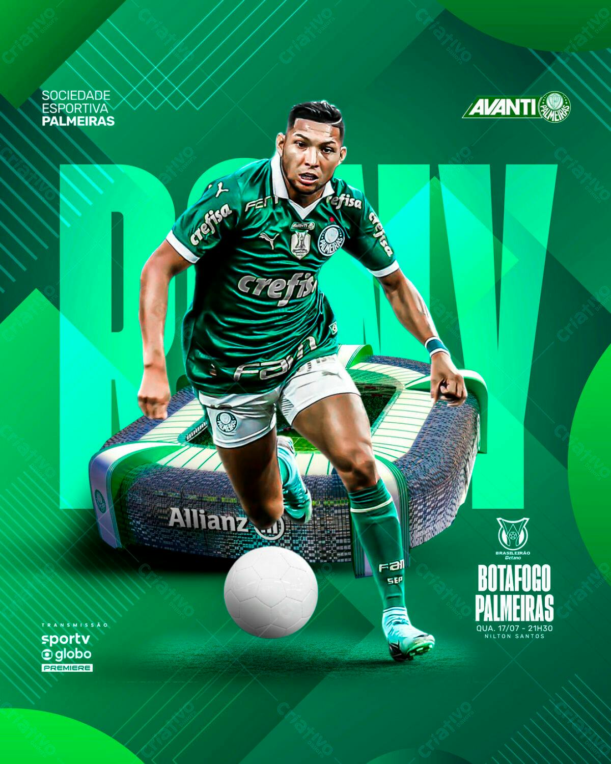 Flyer Futebol Botafogo x Palmeiras PSD Editável