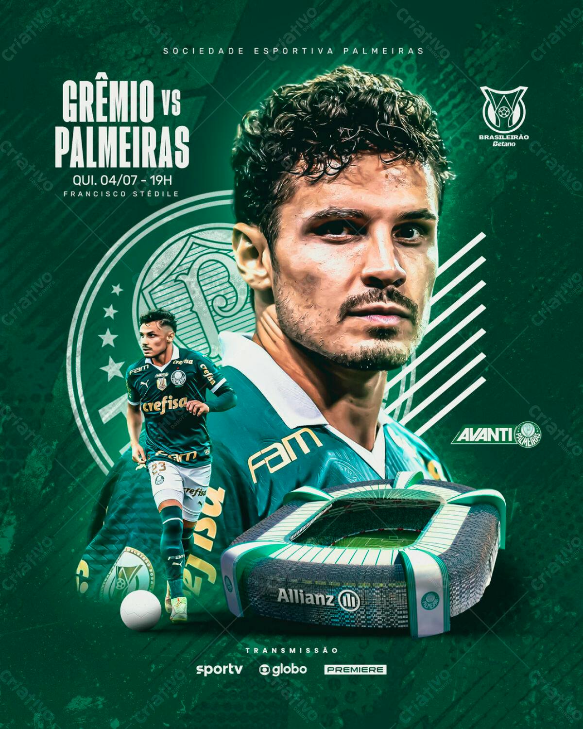 Flyer Grêmio x Palmeiras PSD Editável