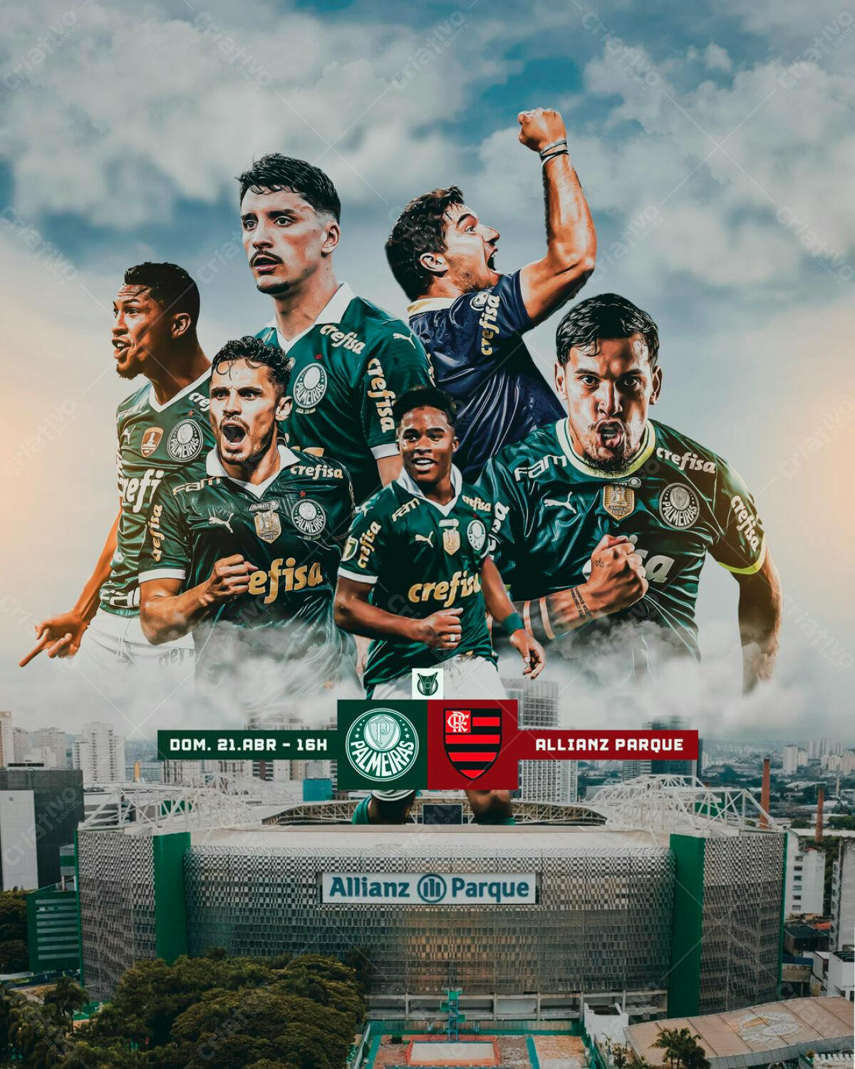 Flyer Palmeiras x Flamengo PSD Editável
