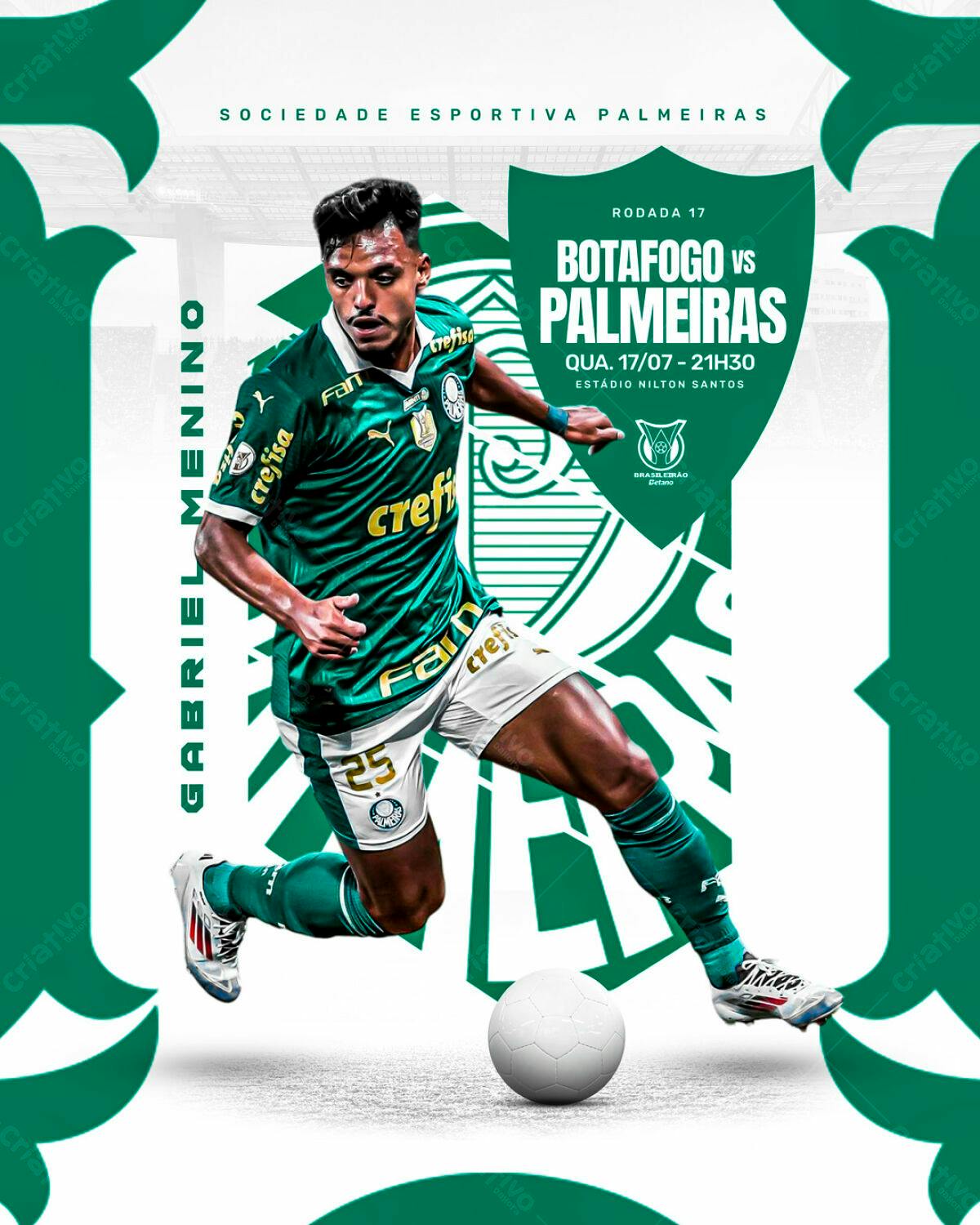 Flyer Palmeiras x Botafogo PSD Editável