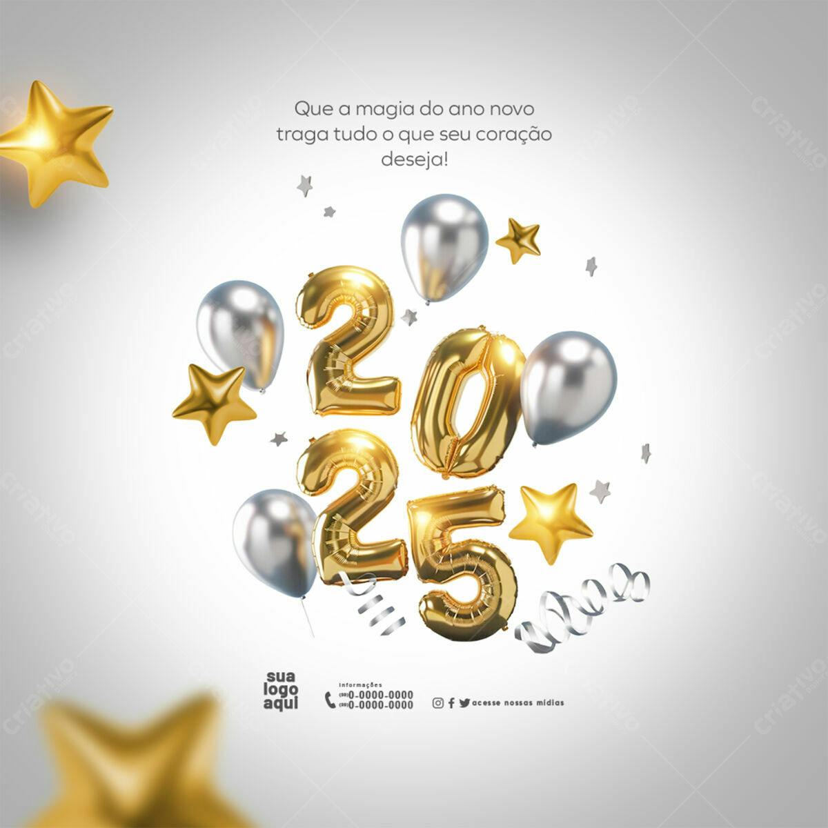 Postagem Ano Novo 2025 PSD Editável