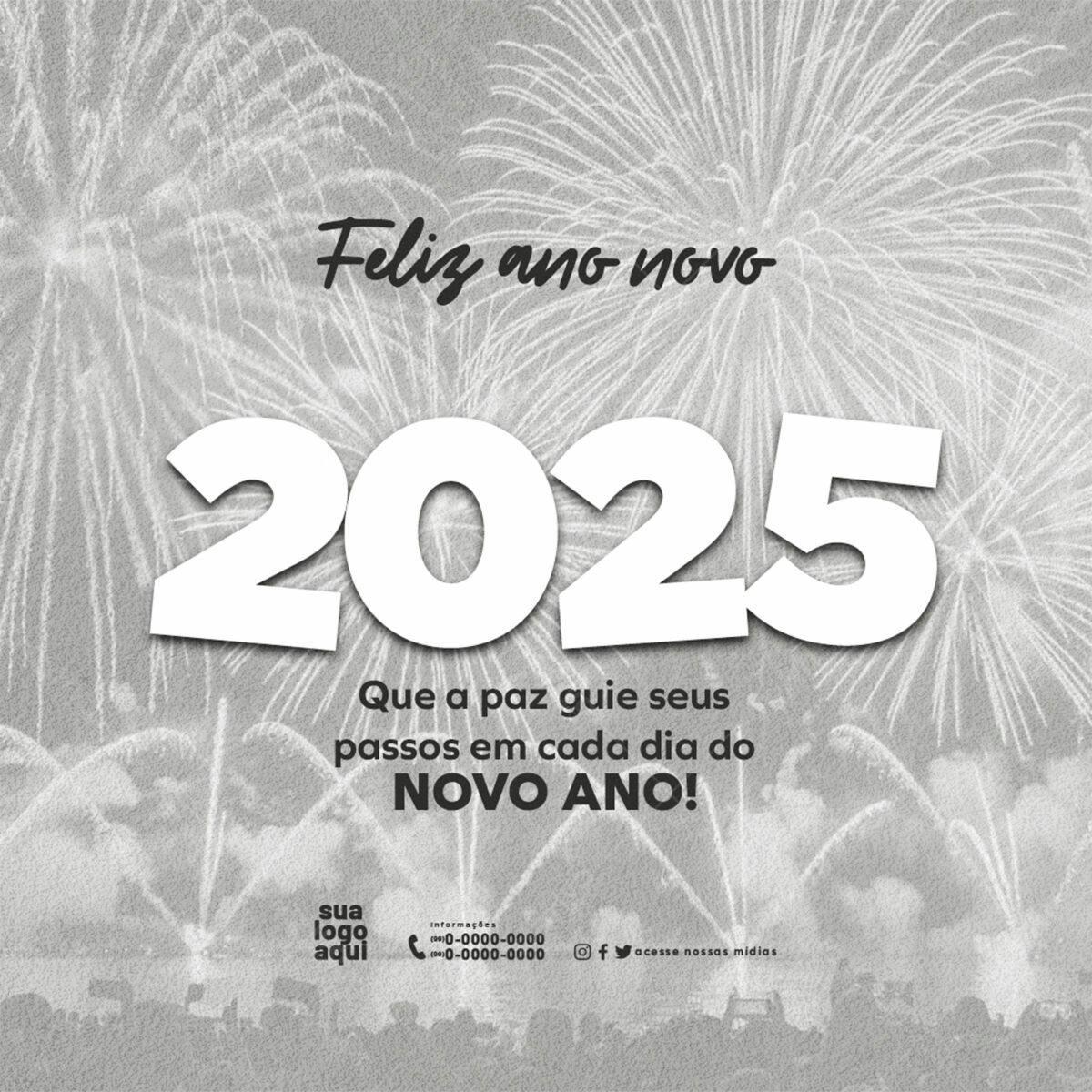 Postagem de Ano Novo 2025 PSD Editável