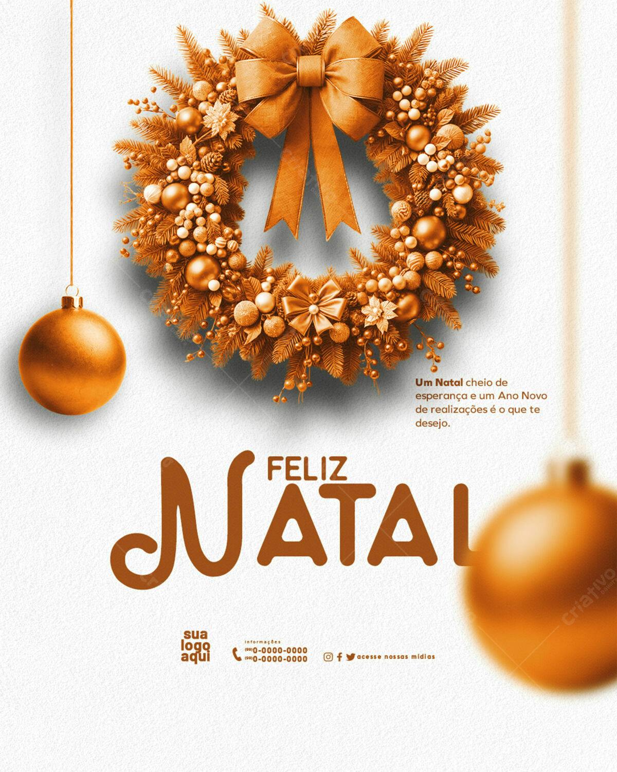 Flyer Natalino com Guirlanda Dourada PSD Editável
