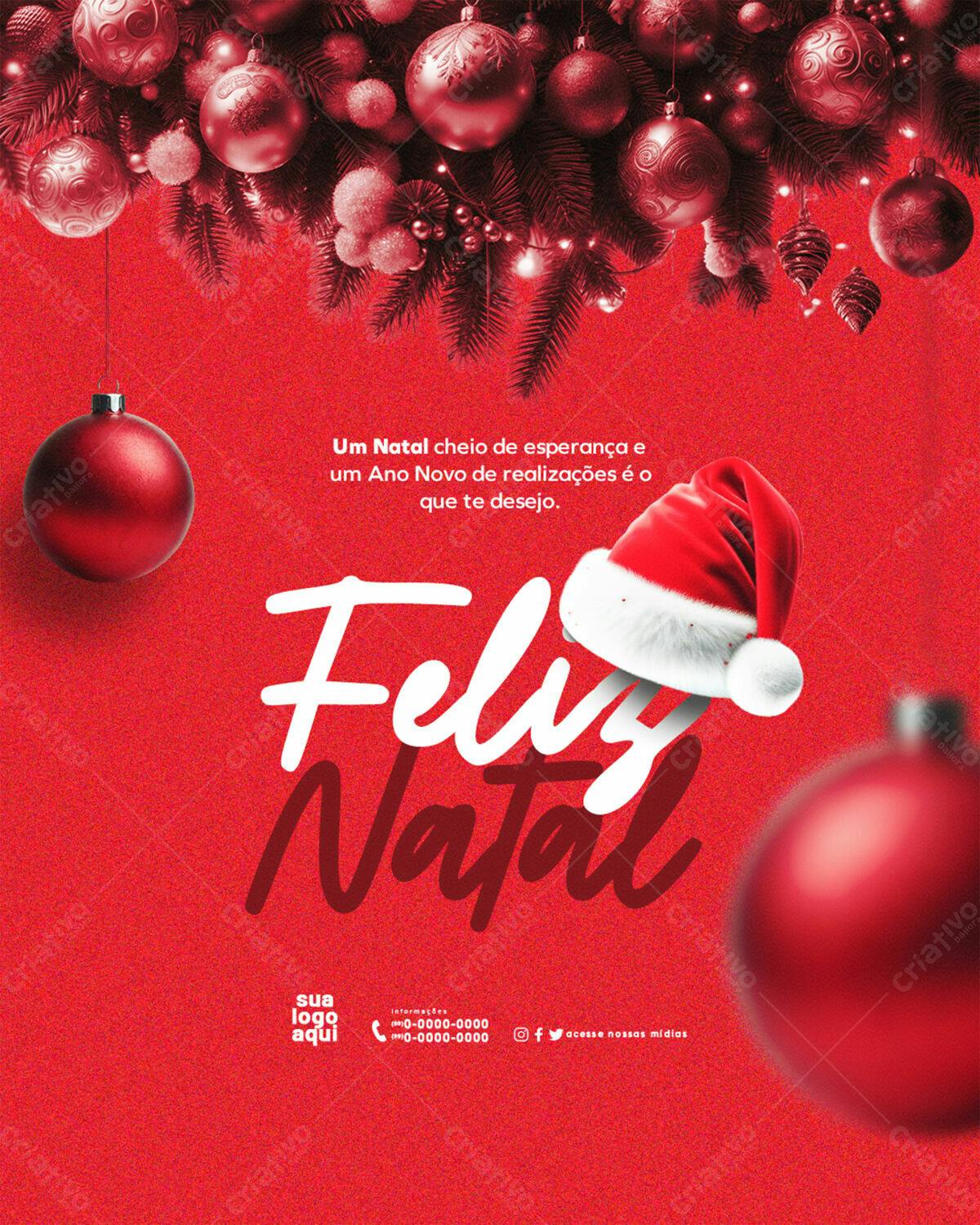 Flyer Natalino com Bolas Vermelhas PSD Editável