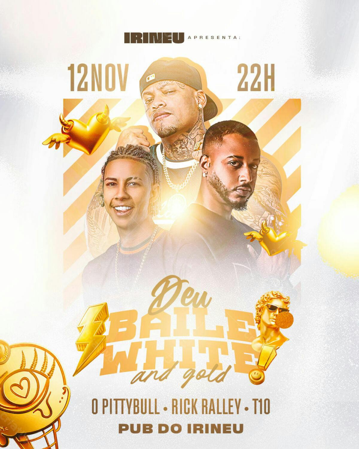 Flyer para Festa Deu Baile White and Gold PSD Editável