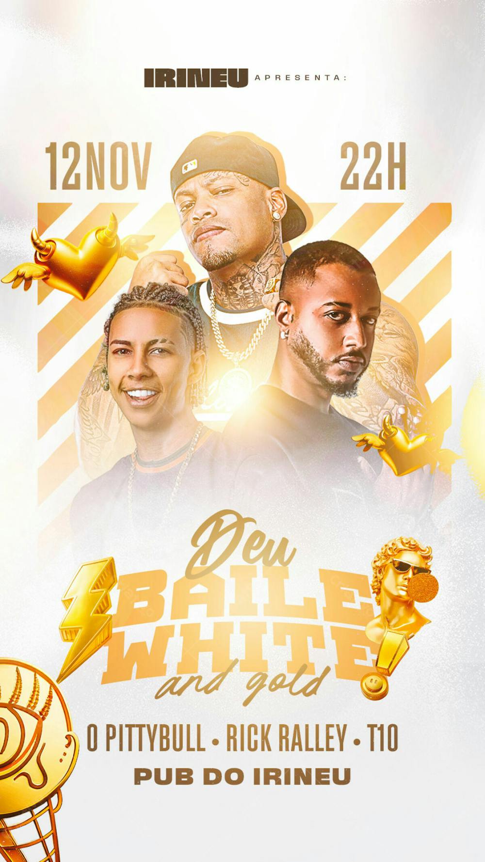 Flyer Evento Deu Baile White And Gold Story Psd Editável