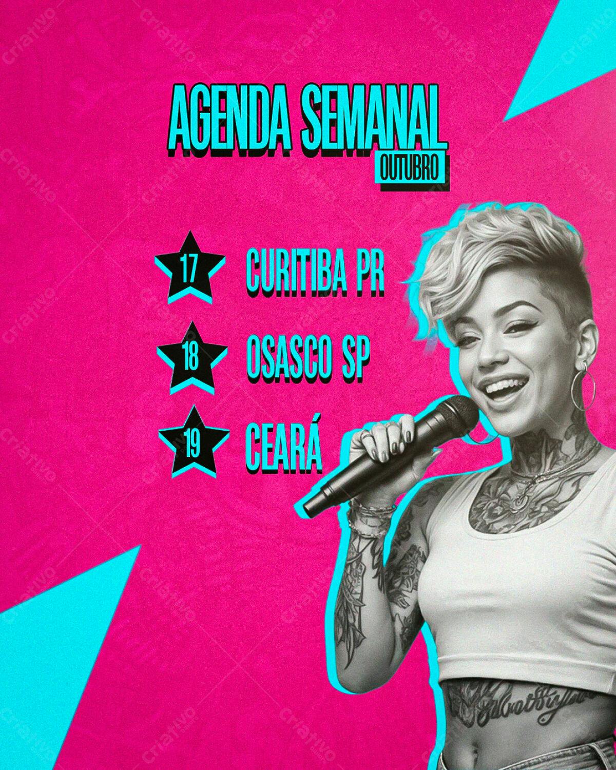 Flyer Agenda Semanal Outubro PSD Editável