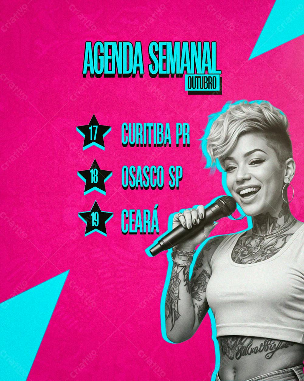 Flyer Evento Agenda Semanal Outubro Psd Editável
