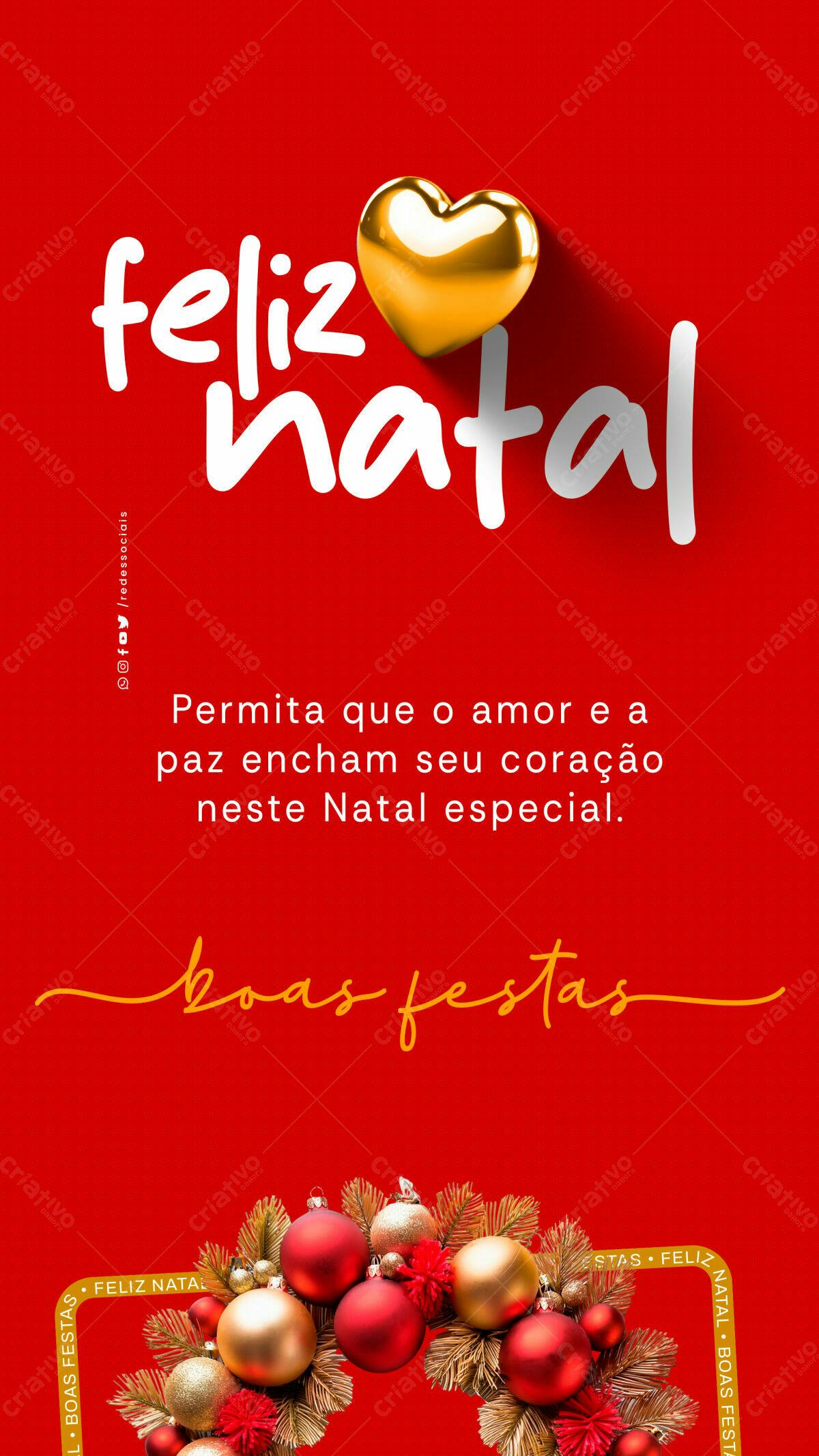 Post para Boas Festas Natal PSD Editável