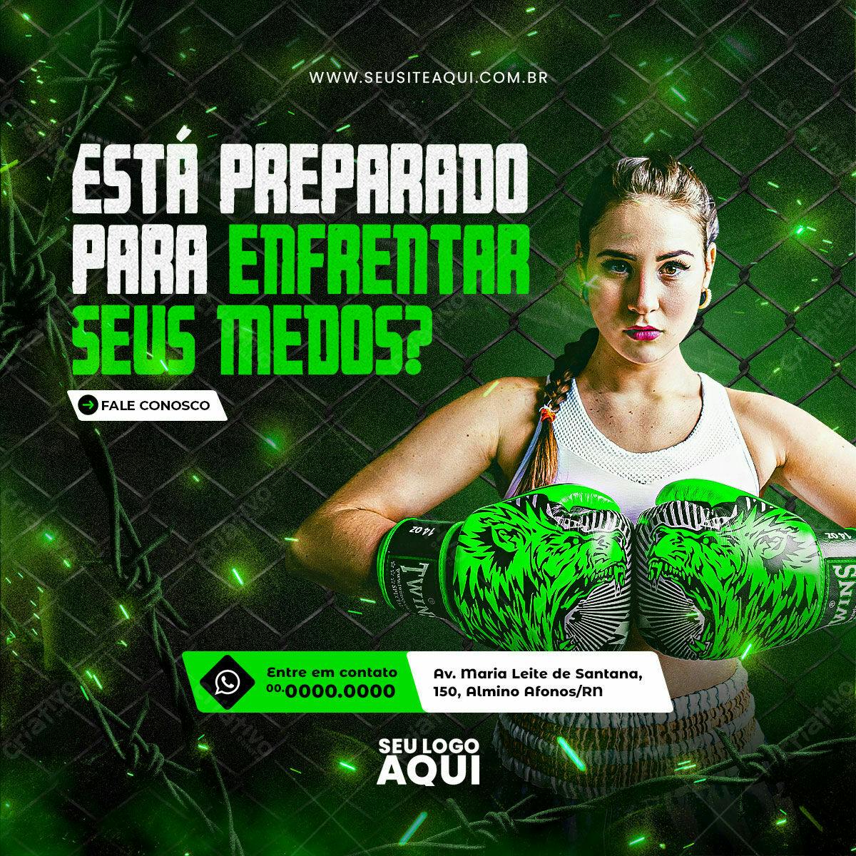 Post para Academia de Boxe PSD Editável