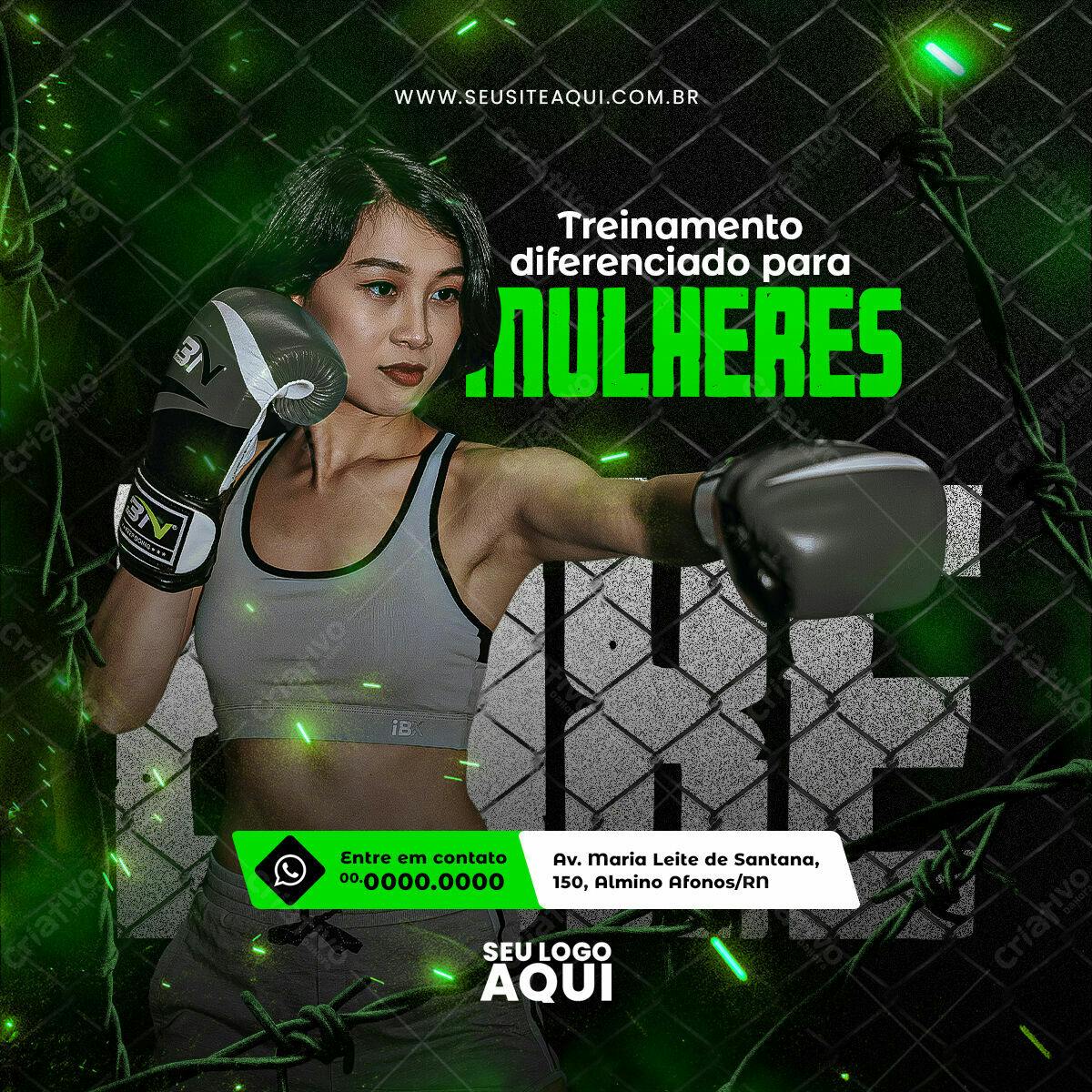 Post para Treinamento Feminino de Boxe PSD Editável