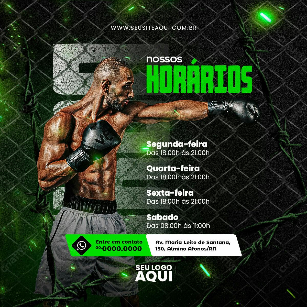 Horários de Academia Boxe PSD Editável