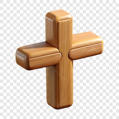 Cruz De Madeira Elemento 3D Para Composição PNG IA