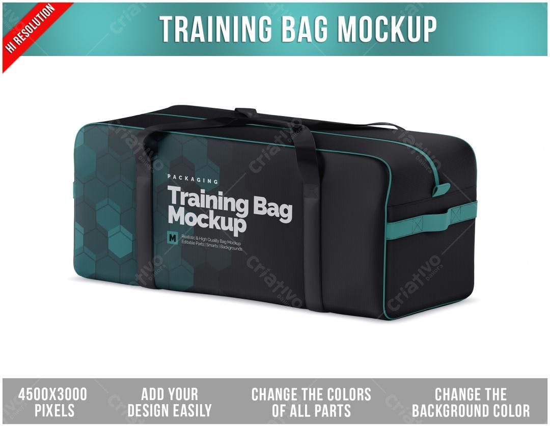 Mockup Bolsa de Treino Realista: Preto e Verde-água