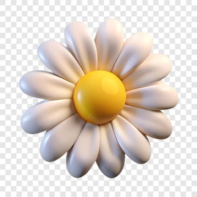 Margarida Branca E Amarela Elemento 3D PNG IA